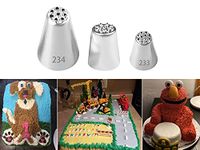 Grass Icing Piping Nozzles Tips for Cake Cupcake Cookies Desert Decorating,Stainless Steel,Multi-Opening,#233#234#29,3 Pcs Grass Nozzles