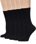 Dlunsy Women's Cotton Calf Socks Lightweight Soft Black Casual Crew Socks Cotton Women's Socks 5 Pairs,Size 9-11