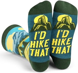 Lavley I’d Hike That Socks - Funny Hiking Socks for Men Who Love the Outdoors - Novelty Gift for Campers, Nature Enthusiasts and Trail Fans - One Size Fits Most