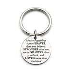 XYBAGS Titanium Steel Inspirational Gifts for Women, Always Remember You are Braver Stronger Smarter Than You Think, Encouragement Key Ring Gifts for Men Women Friends