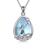 SHEAISRS Mermaid Necklace Ocean Necklace 925 Sterling Sliver Moonstone Jewelry for women Mermaid