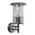 MiniSun Modern IP44 Rated Silver Stainless Steel Metal & Clear Glass Fisherman's Lantern Cage Outdoor Wall Light - Complete with 6w LED ES E27 GLS Bulb