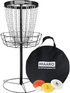 【PDGA Approved】 HIAARO PRO Disc Golf Basket, Portable Disc Golf Target with Heavy Duty 24 Chains, Professional Disc Golf Basket Set with Transit Carry Bag, with 3 Disc Golf Discs