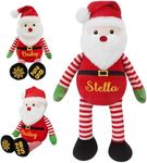 Custom Christmas Plush Santa Stuffed Animal, 17.72" Personalized Santa Claus Doll Toy with Name Date Message, Handmade Xmas Gift for Baby Kids Boys Girls