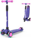 EVLIQUIL Kids Scooter,LED Lighted W