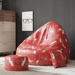 ComfyBean Bag with Beans Filled XXXXL Bean Bag- Full Printed Bean Bag Sofa with Cushion and Footrest - Official : Oreka Home Bean Bag - Comfort Level : Standard - (Theme : Artisanal Adventures)