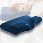 Memory-Foam-Pillow-Orthopedic-Pillow-for-Neck-Pain-Cervical-Contour-Memory-Foam-Pillow (Cervical Pillow with Cover, Cervical Navy Pillow (Pack of 1))