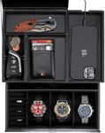 KALETY Mens Jewelry Box Organizer & Dresser Valet Tray - Premium Nightstand Station for Watches, Rings, and Accessories - Stylish Mens Dresser Top Organizer with Multiple Compartments and Soft Lining