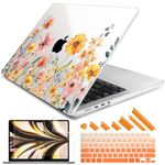 DONGKE for M3 MacBook Pro 14 inch Case 2024 2023 2021 A2918 A2992 M2 A2779 M1 A2442 Pro/Max, Plastic Hard Shell Cover for Mac Pro 14" with Retina XDR Display & Touch ID, Daisy Flowers