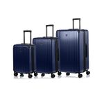 CHAMPS Element Collection Durable Expandable Hardside Spinner 3-Piece Luggage Set, Ultra-Strong Lightweight Polycarbonate with TSA Locks and 360-Degree Wheels, Navy