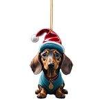Christmas Decorations Tree Cute Cartoon Snowman Acrylic Pendants Cartoon Dog Dinosaur Decorative Ornaments 2D Fun Xmas Tree Hanging Figurine Ornament Decor for Holiday Home Party Car