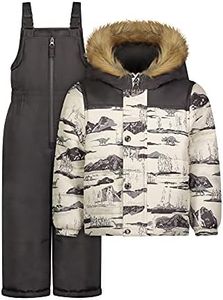 Osh Kosh Boys' Ski Jacket and Snowbib Snowsuit Set, Grey Dino Print, 7