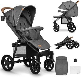 LIONELO Annet Plus poussette bebe à 22 kg, auvent avec fenêtre, roues EVA, chancelière moustiquaire porte-gobelet, réglage du dossier jusqu’à la position couchée (Gris, STANDARD)