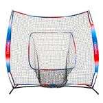 ChamGoal 7X7ft Gradient Baseball&Softball Net for Hitting and Pitching,Portable Baseball Practice Net for Batting with Carry Bag and Metal Frame for All Skill Levels and Kids (Baseball Net