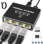 Internet Splitter 1 in 4 Out, Gigabit Ethernet LAN Splitters High Speed 1000Mbps RJ45 Ethernet Switch with USB C Power Cable for Cat5/5e/6/7/8 Cable