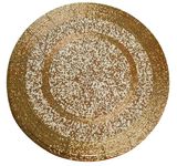 Farmhouse Beaded Placemat, Beaded Placemat Gold White 13" Round Set of 4 - Round Hand Beaded Charger Placemat - Hand Made by Skilled artisans - A Beautiful complement to Your Dinner Table décor