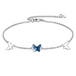 VONALA Butterfly Bracelets for Women 925 Sterling Silver Adjustable Butterfly Bracelet with Crystal Jewellery Christmas Birthday Gifts for Girls Daughter
