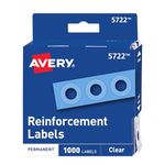 Avery Clear Self-Adhesive Reinforcement Labels, 0.25 inch Round, Pack of 1000 (5722)