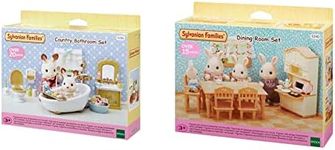 Sylvanian Families 5340 Dining Room Set Accessories & 5286 Country Bathroom Set Furniture Toy