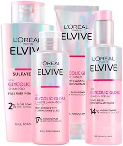 L'Oréal Paris Elvive Glycolic Gloss Balsamo da 150ml + Shampoo da 200ml + Siero Senza Risciacquo da 150ml + Trattamento Laminazione 5 minuti da 200ml per Capelli Spenti e Porosi - 4 flaconi