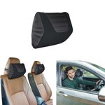 The White Willow Car Neck Rest Pillows Memory Foam Car Neck Pillow with Adjustable Strap Neck Support for Car Seat Neck Cushion for Neck Pain Relief Car Headrest Pillow Mignight TriCurve Pack of 2