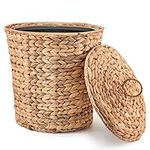 KOLWOVEN Wicker Trash Can with Lid 