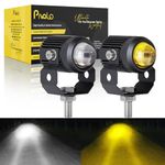 Pivalo 12V DC Fog Light with Projector Lens Universal Spot Beam Mini Driving LED Lamp for All Motorcycle Bikes Scooty and Cars (Yellow & White, Pack of 2)