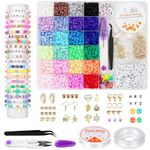 SANNIDHI® 6000Pcs Clay Beads for Bracelet Making 24 Color Flat Polymer Beads Letter Beads for Jewellery Making Kit, Heart Smile Face Gold Beads with Charms and Tools Set for Girls Women DIY Crafts