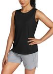 Willit Women's Workout Tank Tops Sleeveless Running Yoga Tops Quick Dry Active Shirts Gym Exercise Loose Fit Black L