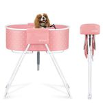 Furesh Elevated Portable Foldable Pet Dog Bath Tub and Wash Station for Bathing, and Grooming, Collapsible, Indoor and Outdoor, Perfect for Small and Medium Size Dogs, Cats and Other Pet (Pink)