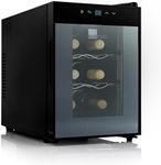 Barcool VINO6 – Table-Top Wine Fridge Black | 5-18°C | Wine Cooler | LED + Digital Display | Glass Door Drinks Cellar | Single-Zone (6 Bottle)