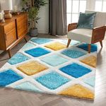 Kashish Rugs Shaggy Rug Handmade Microfiber Cozy Super Soft & Plush Fluffy Shaggy Carpets with 2 inch Thickness 3 X 5 FEET