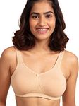 NYKD Everyday Cotton Bra for Women - Encircled with Love | Non-Padded | Wirefree | Full Coverage with Side Support Shaper (NYB169) Sand, 34D, 1N