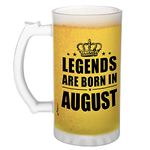 FirseBUY Funny Legends are Born in August Printed Frosted 16 Oz Glass Large Beer Mug for Men