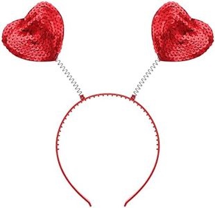 WLLHYF Diadema de Corazón Rojo de Lentejuelas de Moda Banda de Cabello Lindo Accesorios de Aros de Cabello para Niñas Mujeres Año Nuevo Fiesta de Cumpleaños Regalo de Boda