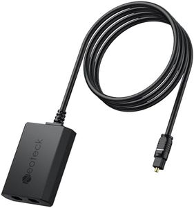 Neoteck 1 in 2 Out Optical Cable Splitter Chip,1 in 2 Out Toslink Splitter with 1M Optical Fiber Cable Supports PCM2.0/DTS/Dolby-AC3 for HD TV, Bar Sound and Headphones
