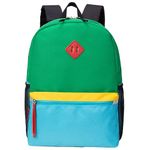 HawLander Little Kids Backpack, Toddler School Bag for Boys Aged 3 4 5 6 7 Years, with Chest Strap, Green Blue