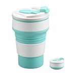 Jagowa Silicone Foldable Cup Collapsible Cup Foldable Portable Drinking Mug with Lids for Travel Outdoor Camping Hiking (Blue, 350ml)