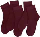 SERISIMPLE Women Thin Viscose Bamboo Socks Crew Lightweight Above Ankle Casual Dress Sock For Ladies Bootie Trouser 5 Pairs (US, Alpha, Large, Regular, Regular, Angola Red)