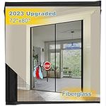 [Upgrade] Magnetic Screen Door Closure Fit Door Size 72” x 80”, Mkicesky Reinforced Fiberglass Double Mesh Curtain, Front Patio Door Mesh Mosquito Net with Full Frame Hook&Loop, Keep Bugs Out - Black