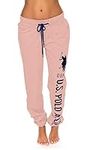 U.S. Polo Assn. Essentials Womens Sweatpants Joggers – Lounge Pants for Women (Rose Smoke, Large)