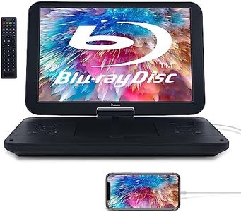 NAVISKAUTO Lecteur DVD Portable , 15.4" Grand Ecran avec Battrie supporte Disque blu-Ray Full HD 1080P,HDMI IN, Décodage de fichiers Audio Dolby, Lecture USB/SD/MMC,MP4/MKV,AV in AV Out