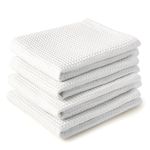 Encasa Kitchen Dish Tea Towel Waffle Weave X-Large 70x45 cm (4pc set), Highly Absorbent for Cleaning & Quick Drying of Plates & Glasses, Cotton - White