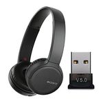 Sony WH-CH510 Wireless On-Ear Headphones (Black) Bundle with USB Bluetooth Dongle Adapter (2 Items)