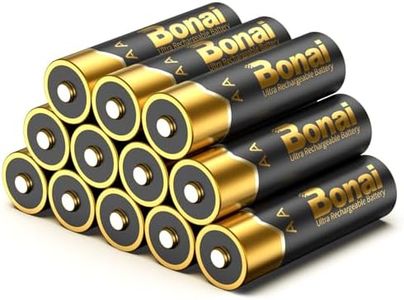 BONAI Batterie Ricaricabili AA 2800mAh ad Alta Capacità, Pile Ricaricabili Stilo AA 1,2V Ni-MH 1200 cicli Basso Consumo Confezione da 12 pezzi