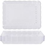 MATANA 18 Large Rectangular Serving Platters, 32x24cm - Clear Plastic Trays for Food Serving, Catering, Parties, Weddings, Birthdays - Sturdy & Reusable Snack, Sandwich, & Buffet Trays