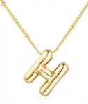 Chunyee Bubble Letter Necklace Gold for Women, 18k Gold Initial Necklaces for Women Dainty Letter Necklace With Gift Package, Ideal Jewelry Gifts for Women