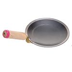 VISMAY'S Pure Iron Tawa, First in India with Unique Smooth Edges, Metal Spoon-Friendly Strong Riveted Wooden Handle Chapati Roti Flatbread Loha Lohakhand Tava/Thawa Cookware Dishwasher Safe-10 inch