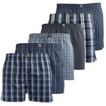 Kandor woven cotton mens boxers – multi pack of 6, loose fit boxer shorts for men, classic plaid men’s underpants, comfortable underwear trunks multipack, breathable under pants (L, Nightling)