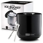 Barcool Ice Bucket with Lid and Ice Tongs | 4 Litre | Round & Double Walled Insulation | Perfect for Home Bars, Pubs, Restaurants, BBQs and Picnics (Black)